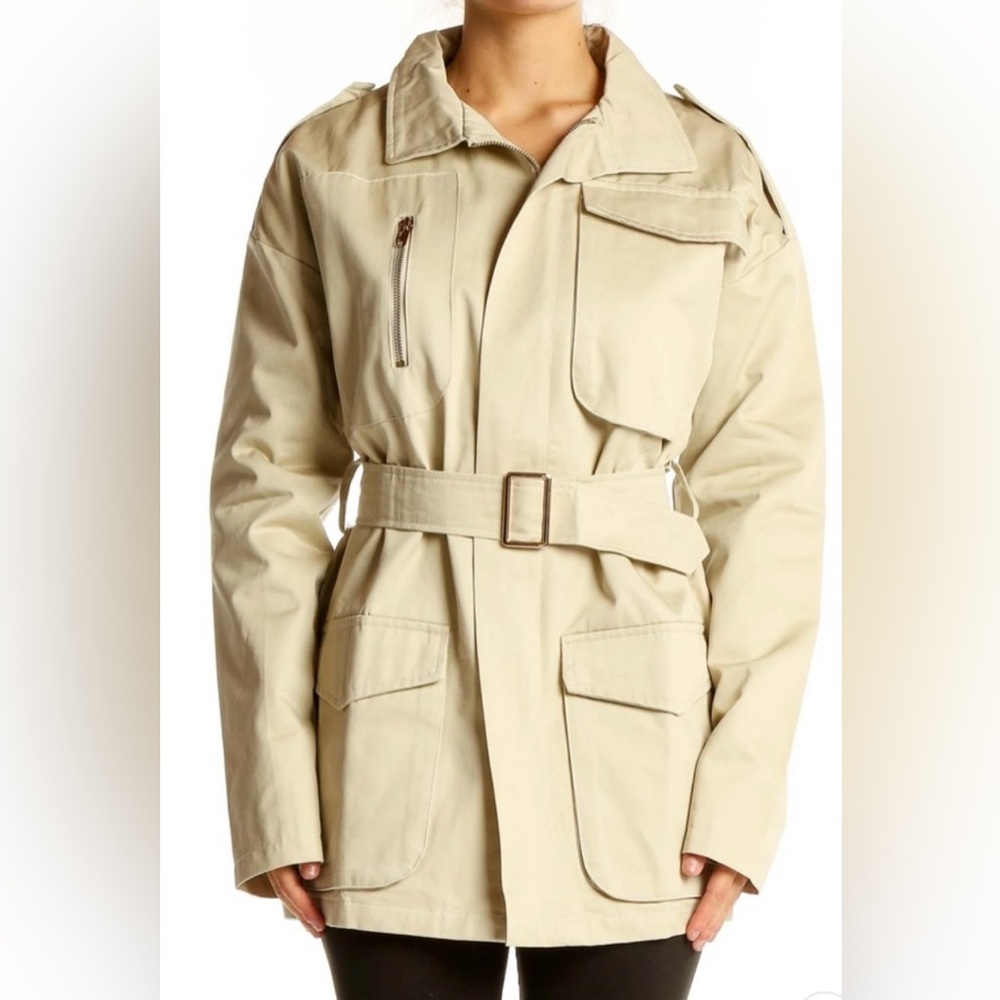 Naked Wardrobe Belted Utility Trench Coat NWT